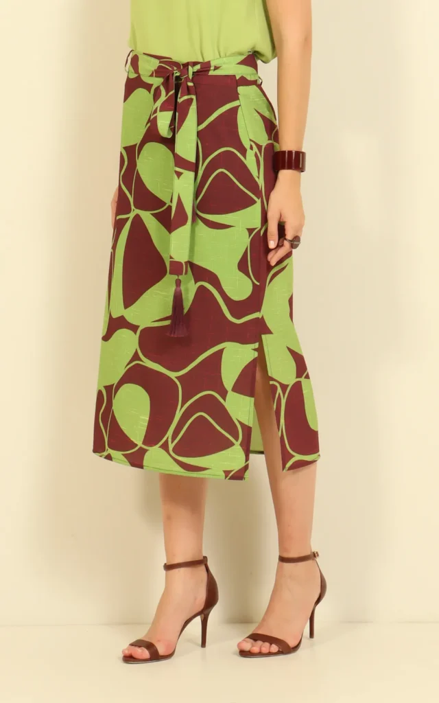 saia midi estampada