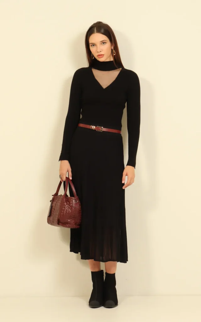 look com saia midi preta